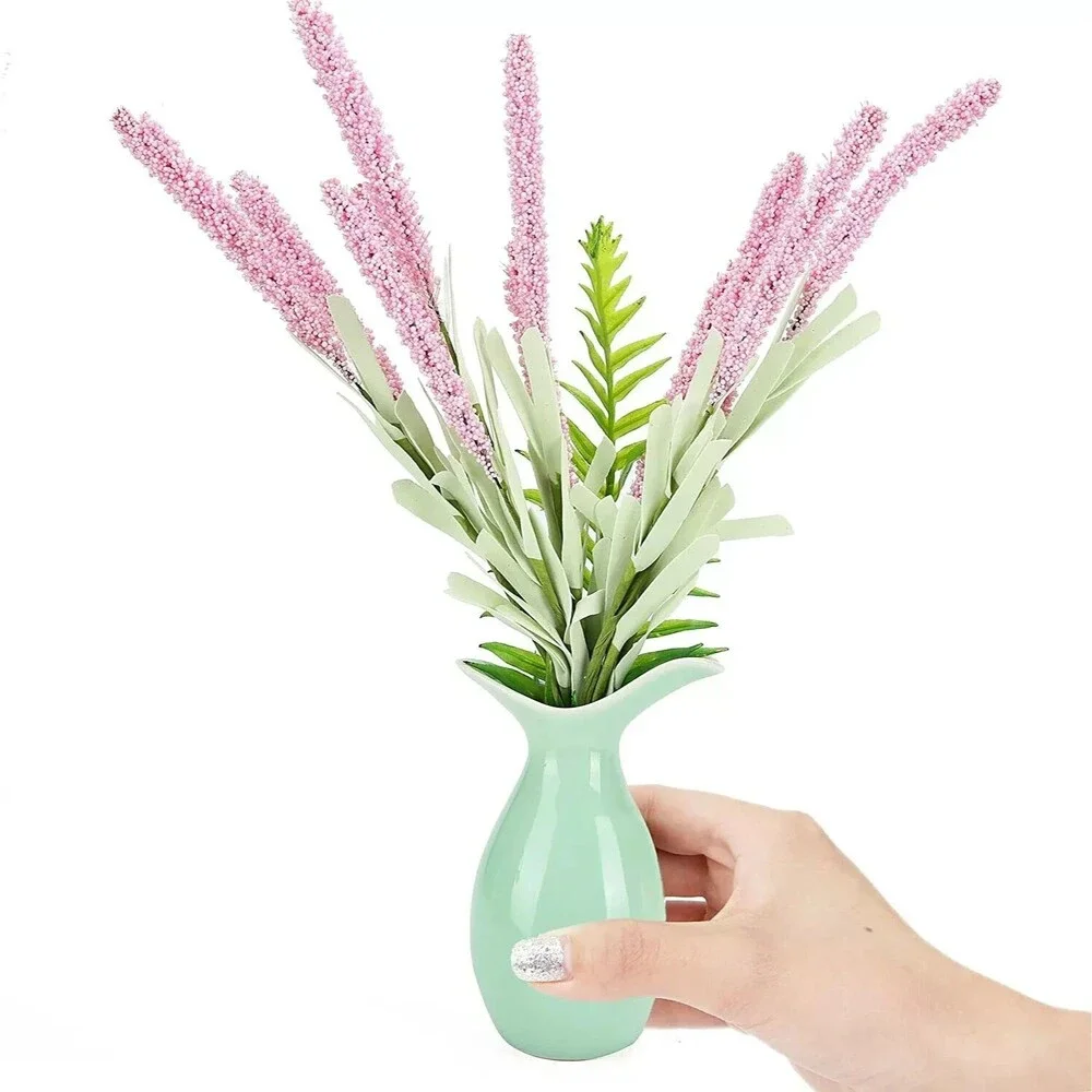 Set of 2 Celadon Small Bud Vase for Flowers Mini Vases for Decor, Green and Blue